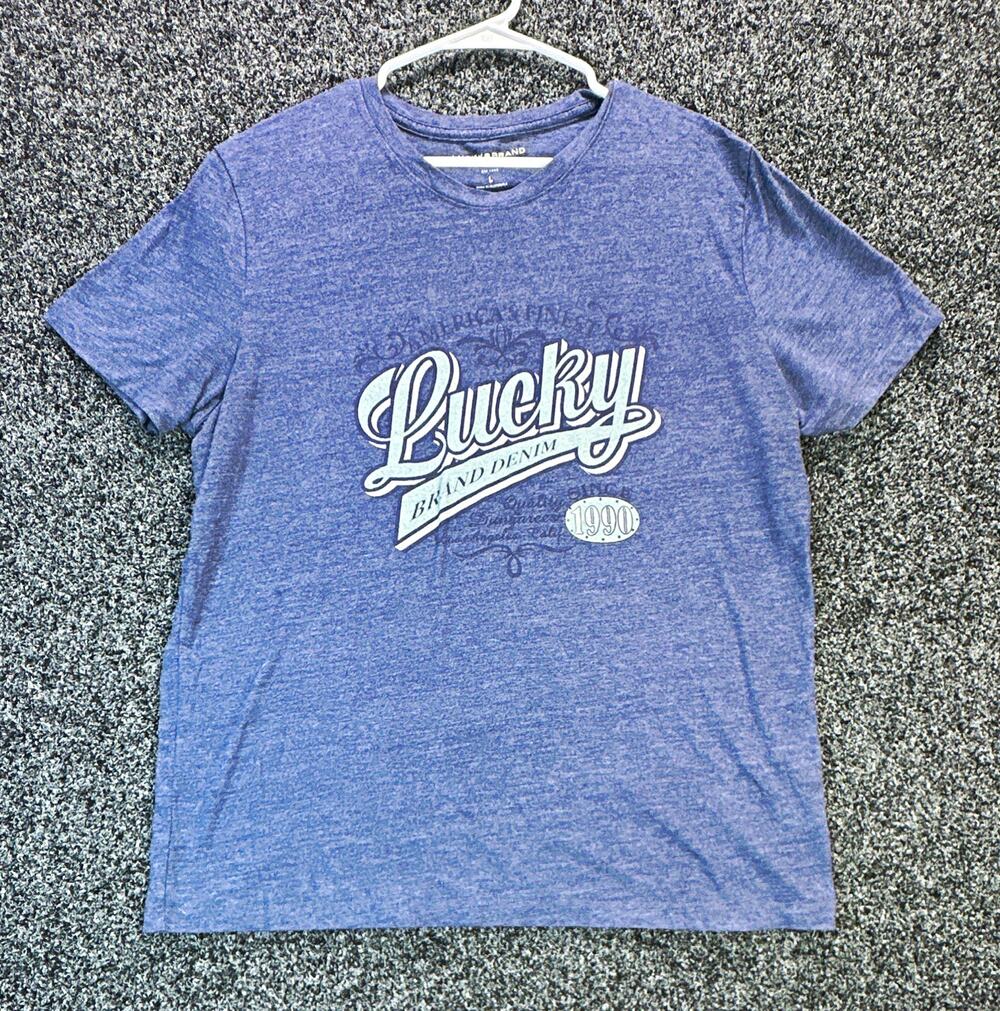 Lucky Brand Men's Blue Los Angeles Logo Graphic Crew Neck Short Sleeve Tee L